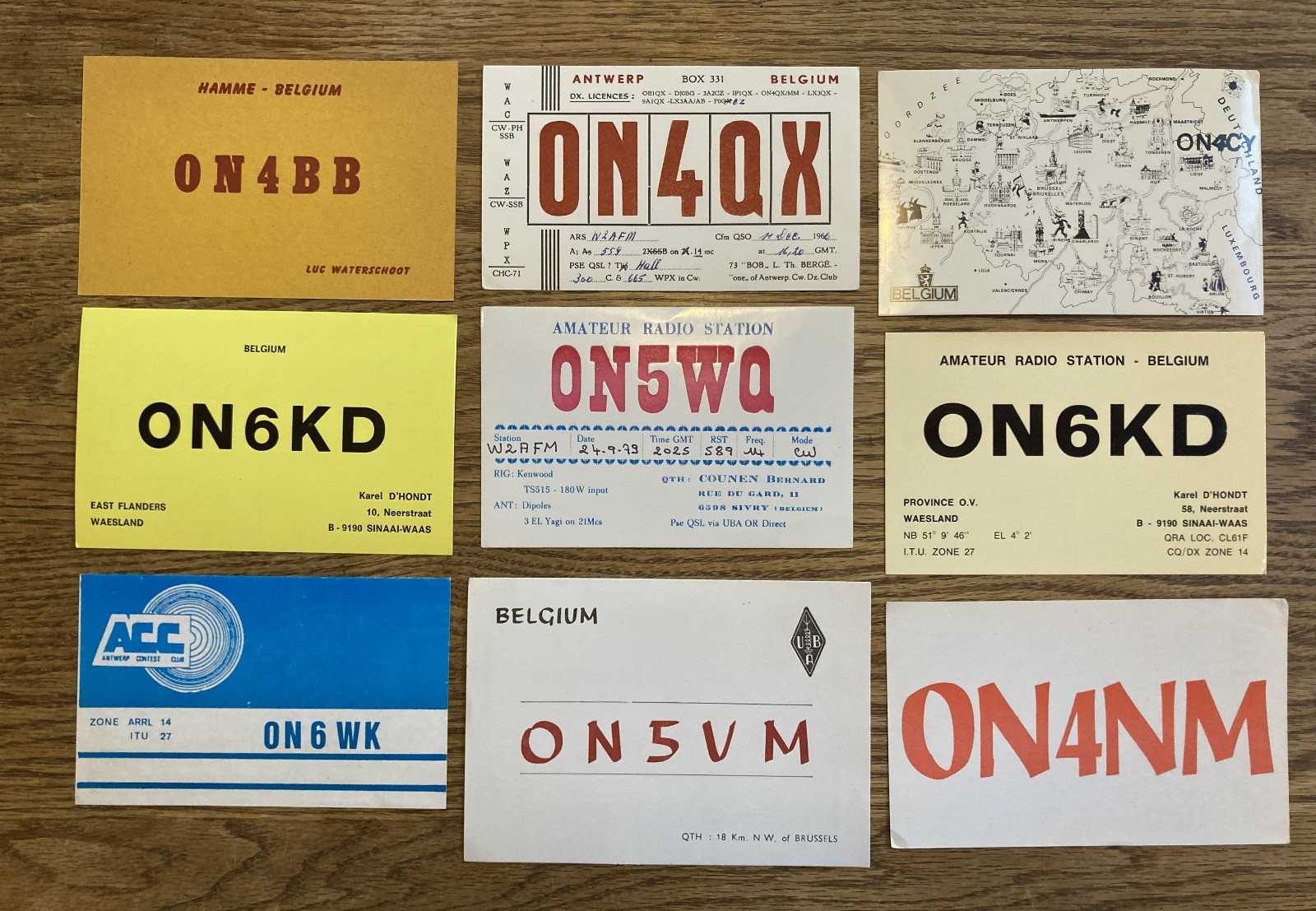 Belgium QSL Cards Lot of 9 1960s - 1980s
