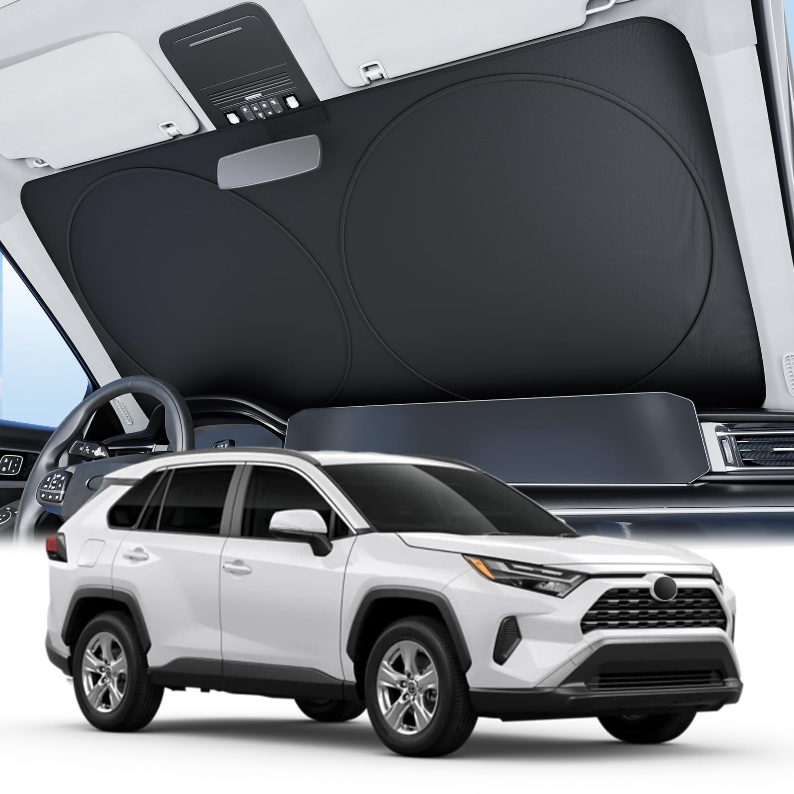 Wigoo 2025 Upgrade Car Windshield Sun Shade [100% Light Block, 4th-Gen Coolin...