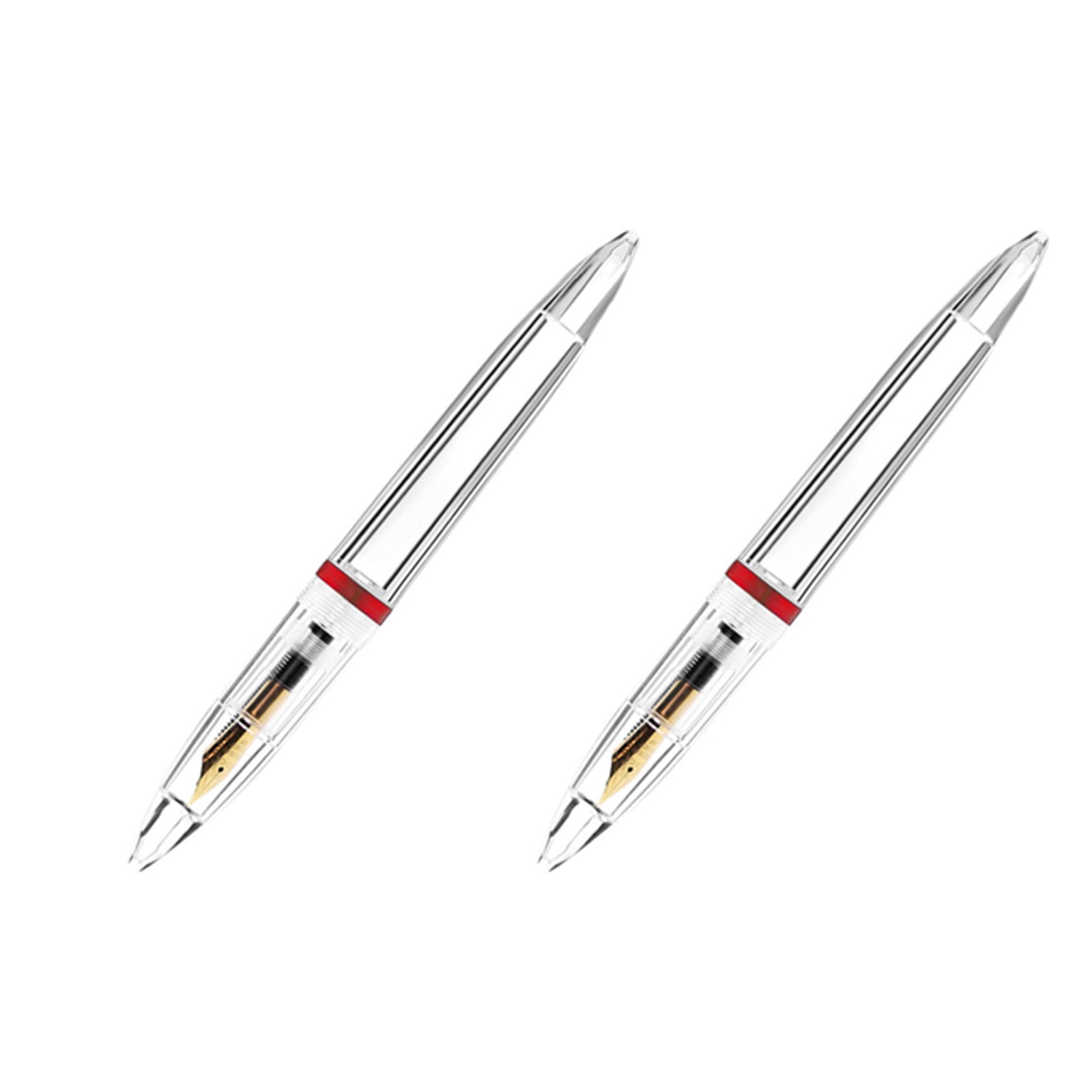 2pcs 0.5mm Nib Fountain Pen with Eyedropper High Capacity Transparent Pens1444