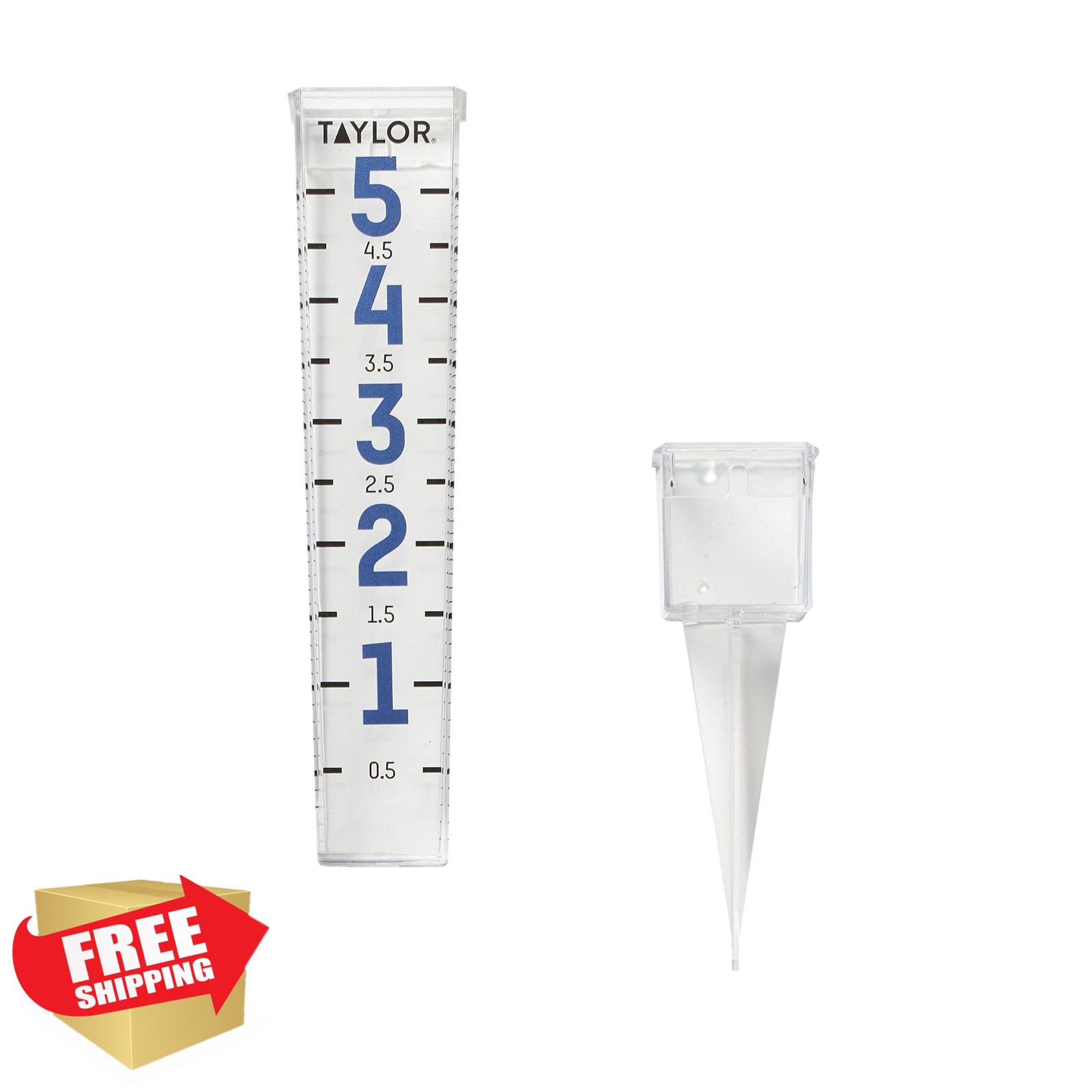 Taylor Metallic Numbers Rain Gauge 5" Clear Easy Read