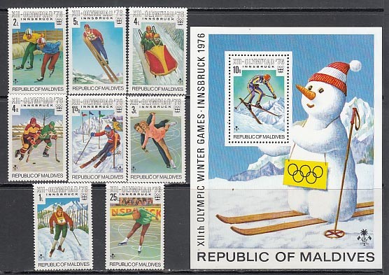 Maldives - Mail Yvert 584/91+H,34 ** Mnh Innsbruck Olympics