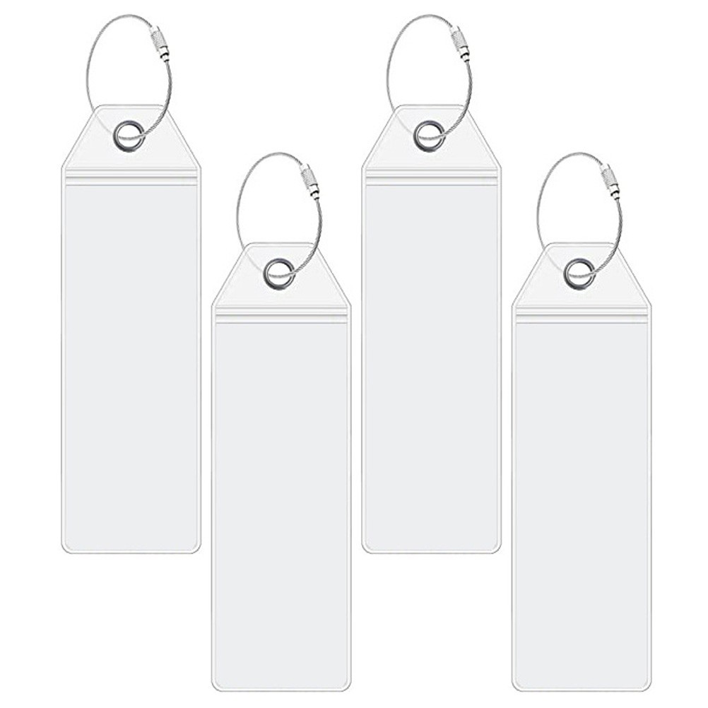 4 Pcs Travel Luggage Tags Transparent PVC And Stainless Steel Baggage Tags