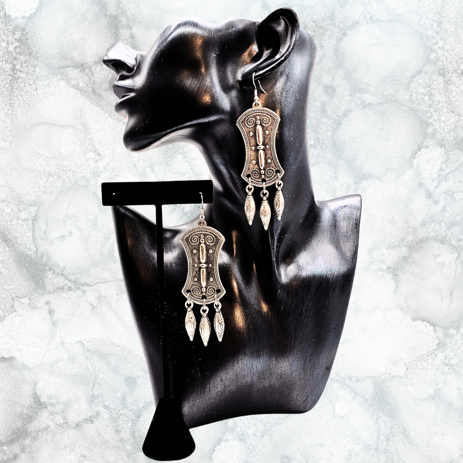 Medieval Gothic Shield Chandelier Earrings – Boho Tribal Dangle Earrings