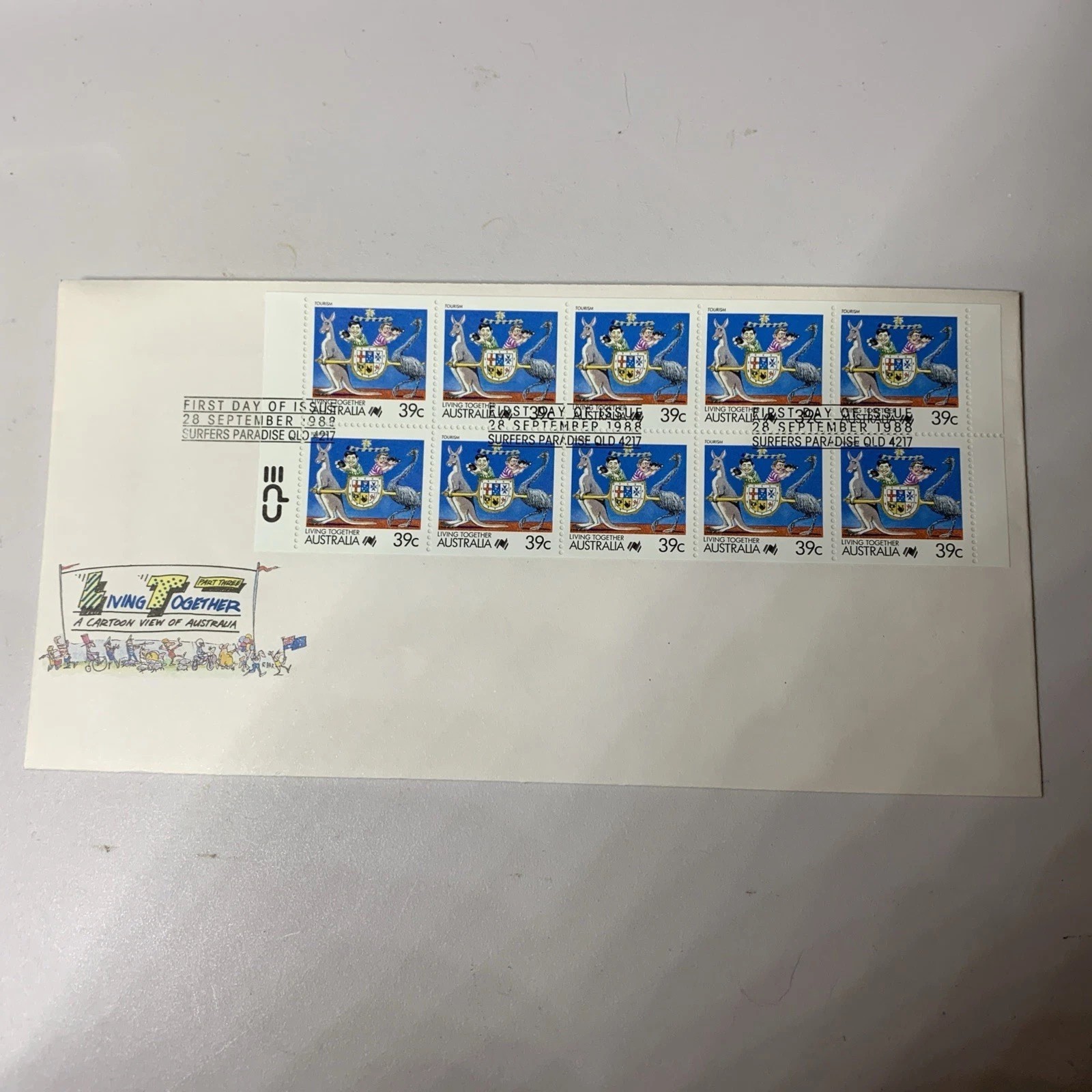 Australia 1988 Booklet Pane FDC+Living Together +Cartoon View Cachet
