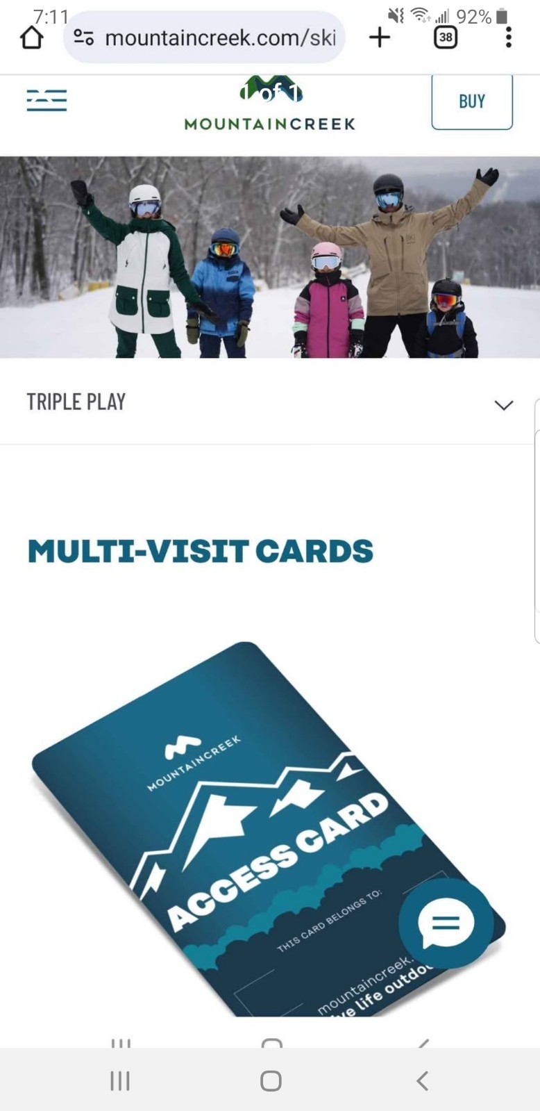 2025/2026 Mountain Creek Vernon, NJ Triple Play Card Lift Tickets