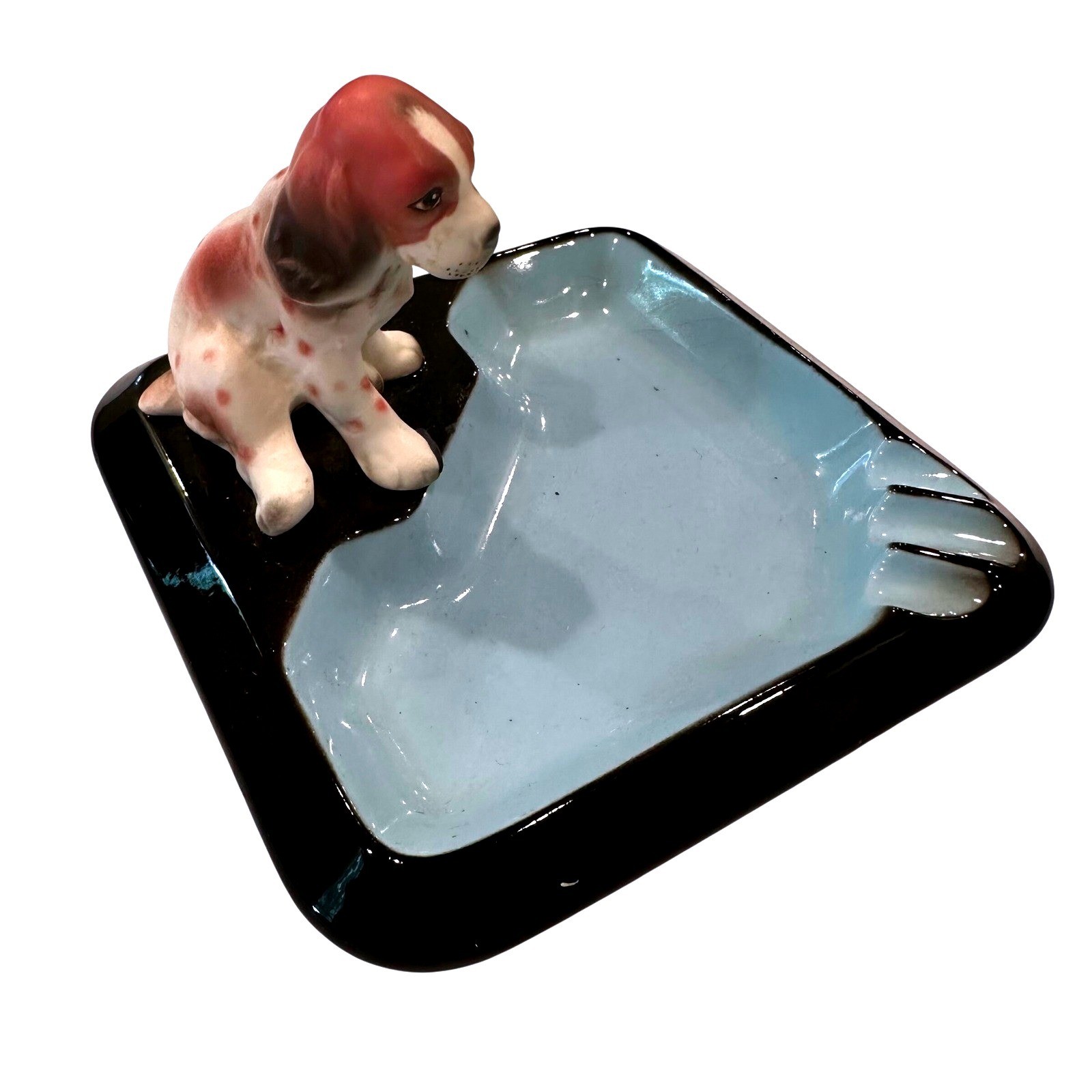 Lefton Vintage Spaniel Dog Porcelain Ashtray Retro Dog Lover 50s Mid Century