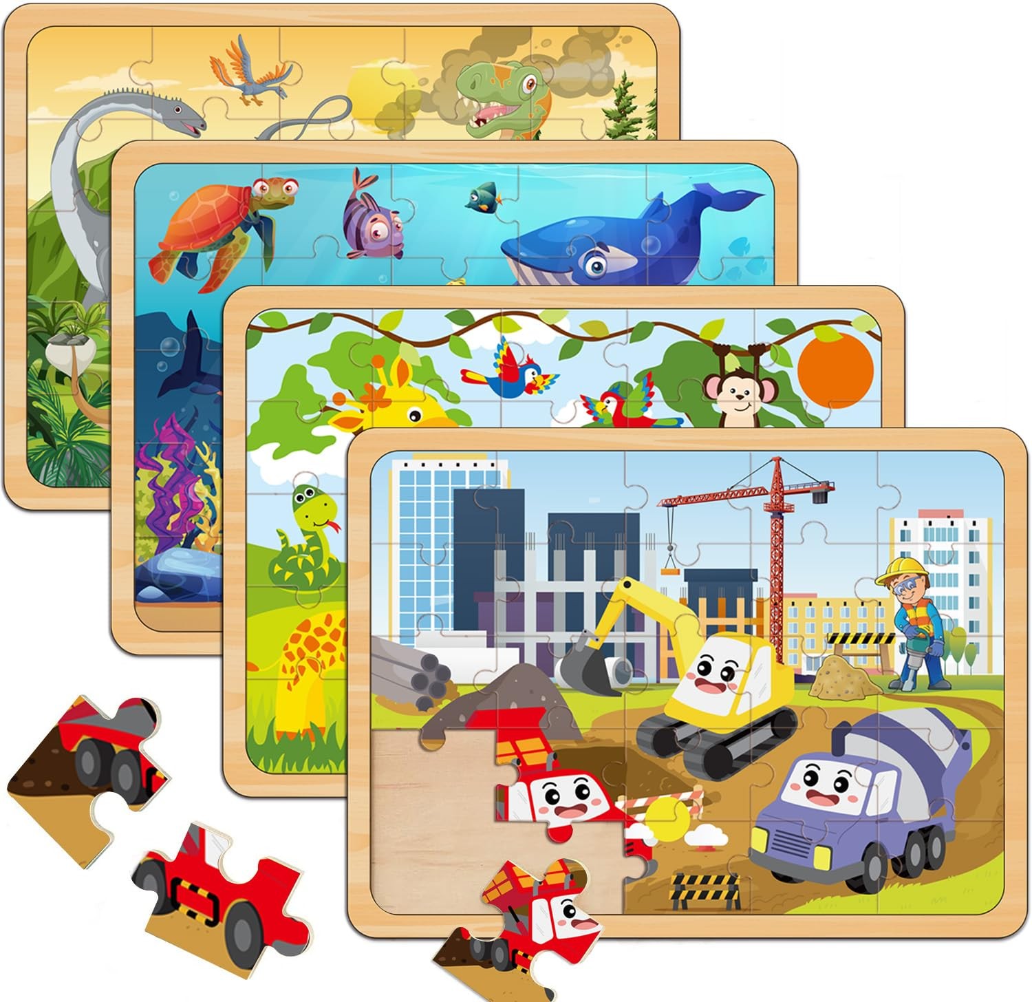 Puzzles for Kids Ages 4-6, Set of 4 Packs with 24-Piece,Preschool Educational...
