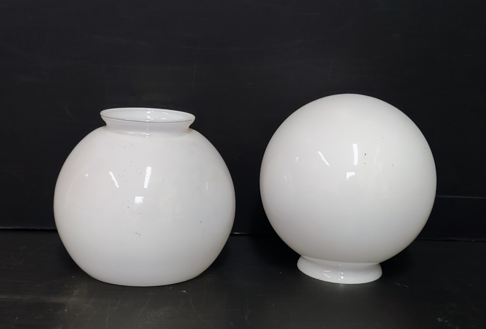 2 Suspension Globe Lighting Opaline White Art Deco