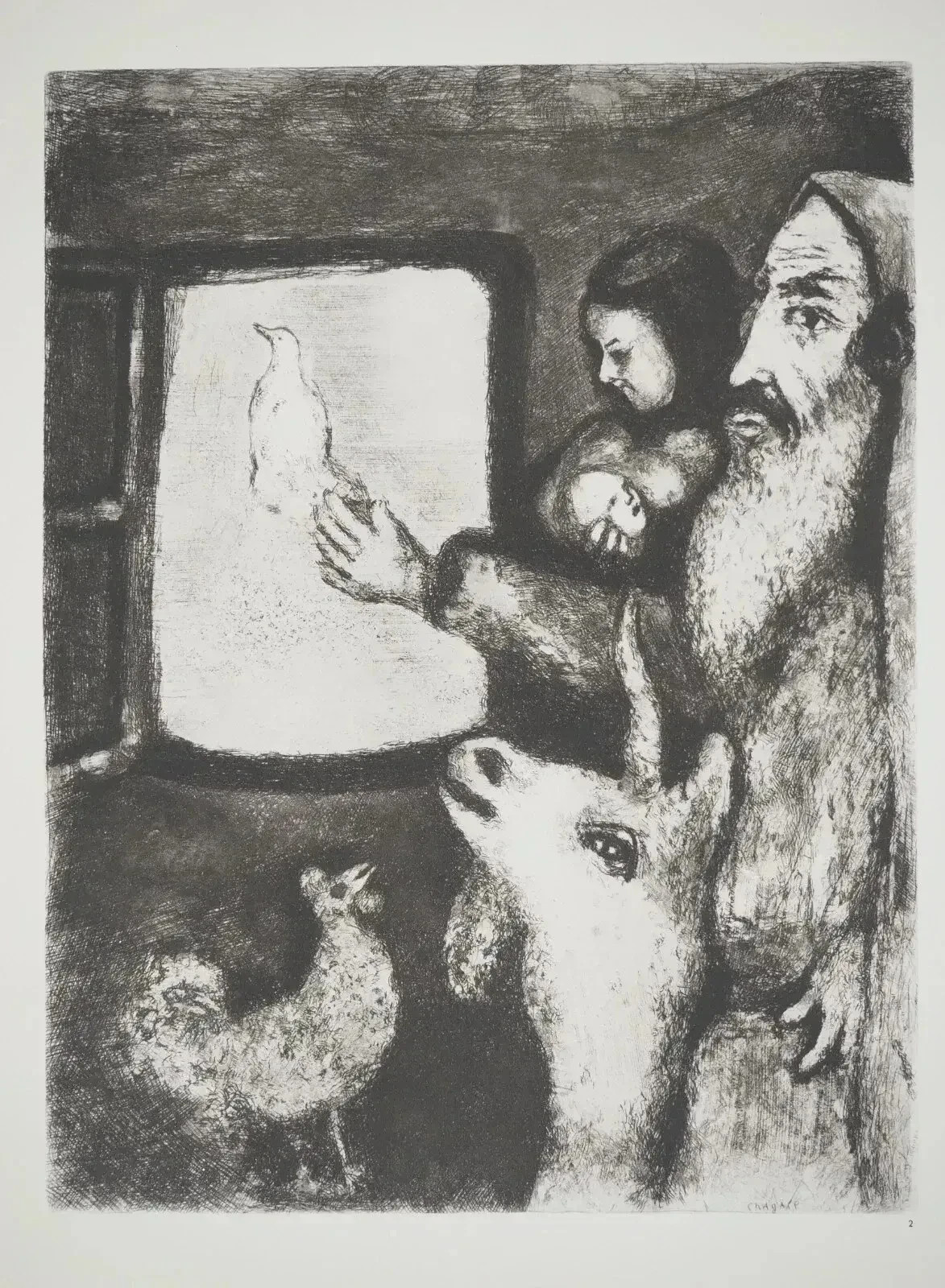 Marc CHAGALL : Noé lâche la colombe, Héliogravure signée, 1956