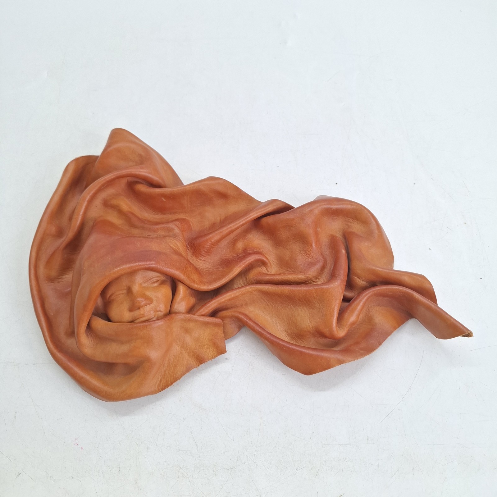 Binst African Leather Wall art Handmade Tan Leather 35 cm x 28 cm Signed