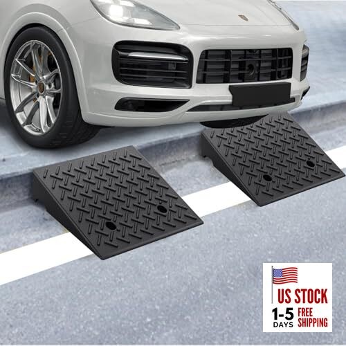 2 PCS Rubber Curb Ramp, 20"*20"*7.9" Rise Threshold Ramp, Heavy 20*20*7.9 Inch