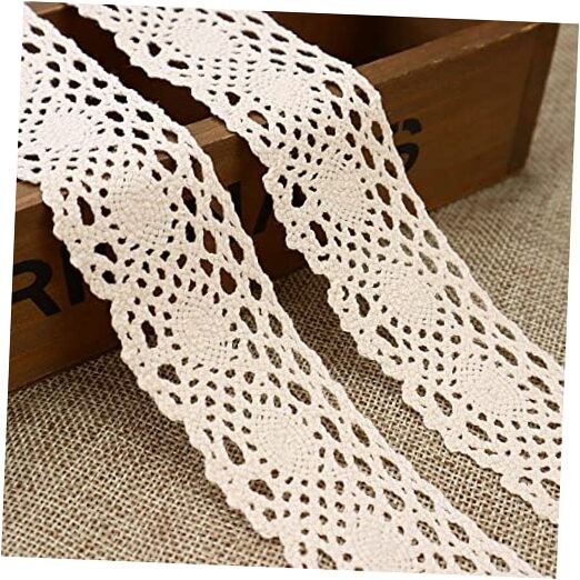 Vintage Lace Ribbon Cotton Lace Trim Crochet Sewing Lace beige（15yard,1.4inch）