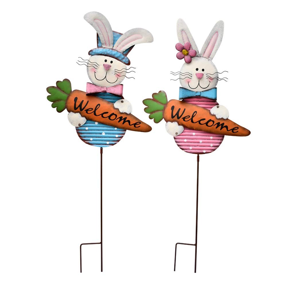 Easter Bunny Yard Stakes Metal Bunny Garden Stakes Easter Rabbit Yard Decor B...
