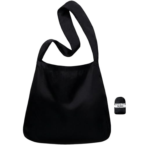  Sling - Ultralight Crossbody Bag for Women & Men, Packable Grocery, Black
