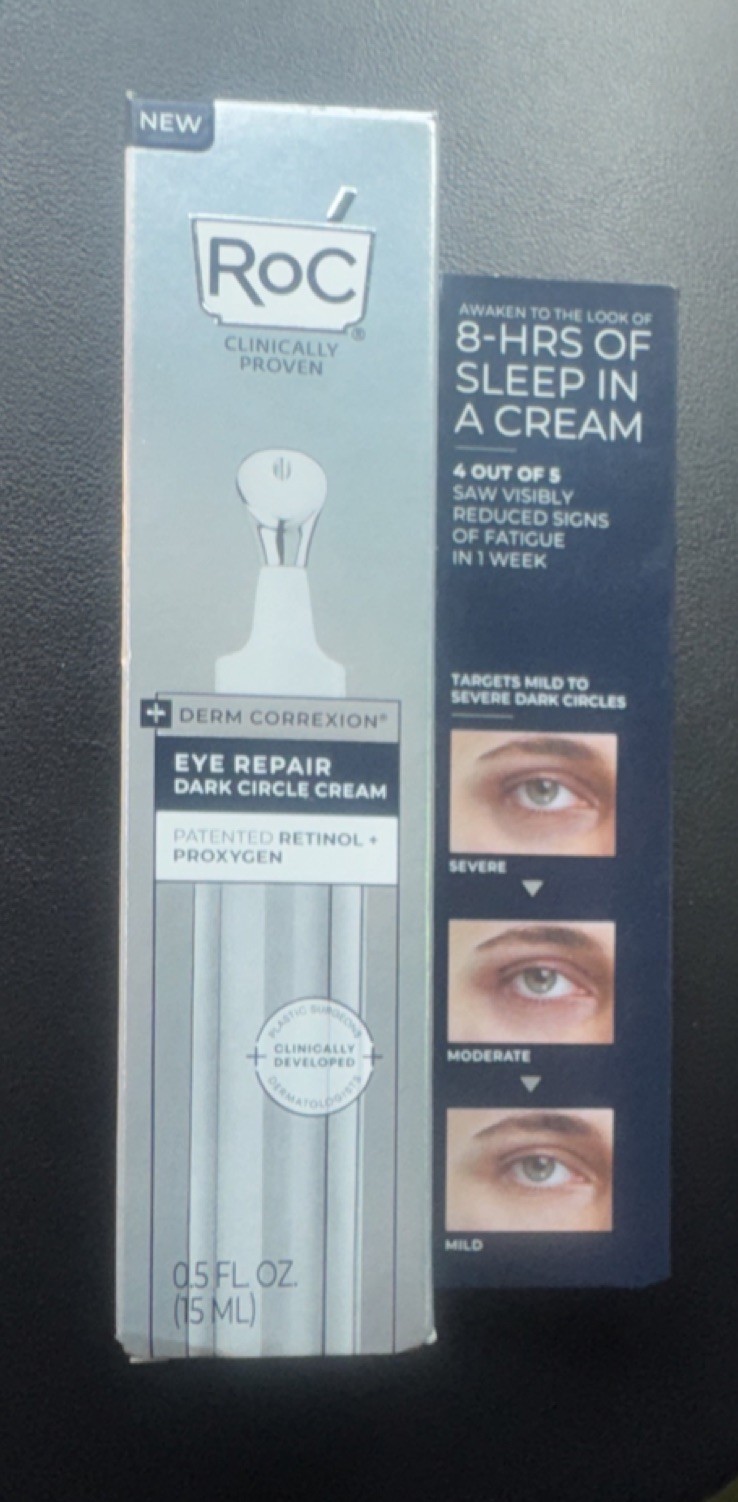 RoC DERM CORREXION Eye Repair Dark Circle Cream Retinol 0.5 fl oz Cooling Tip