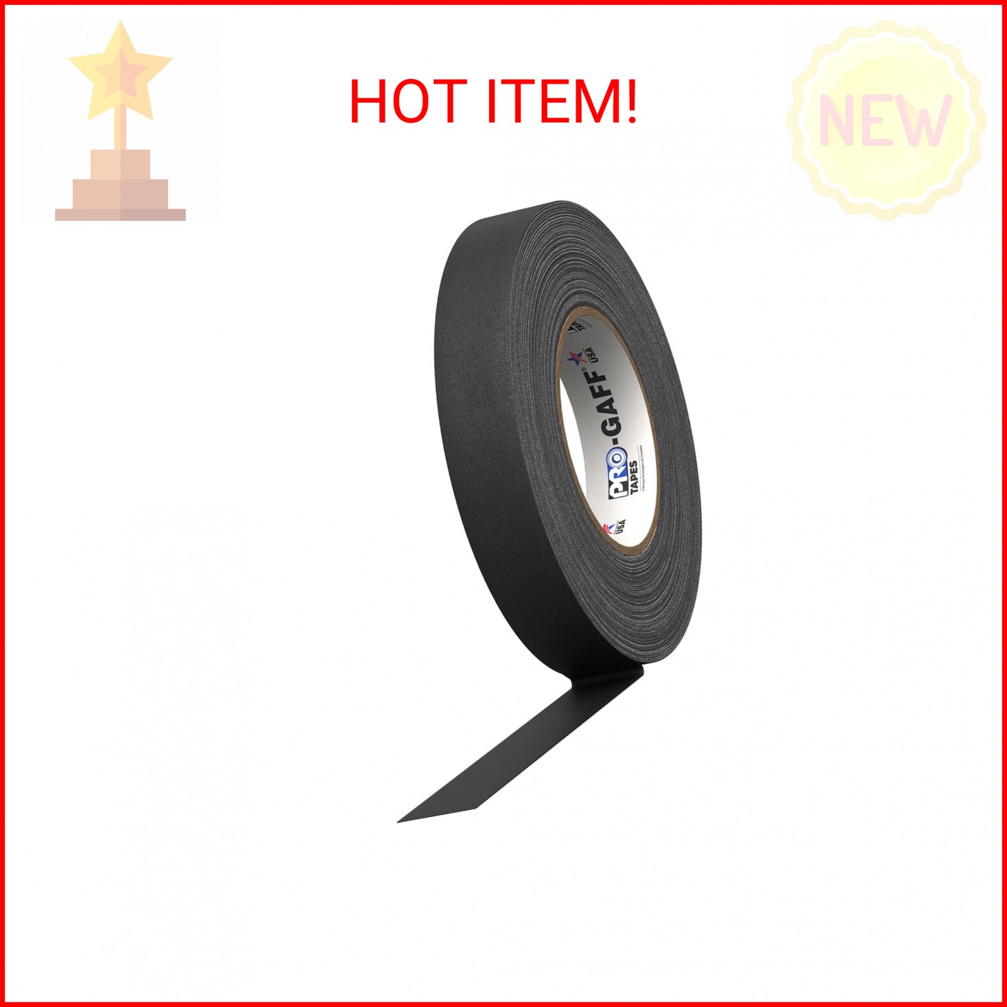 1" Width ProTapes Pro Gaff Premium Matte Cloth Gaffer's Tape With Rubber Adhesiv