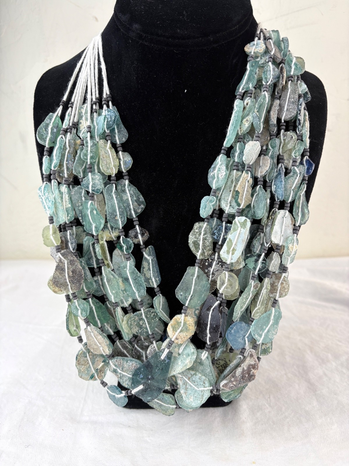 Lot of 11 Ancient Blue Roman Glass Necklace c2000 years old