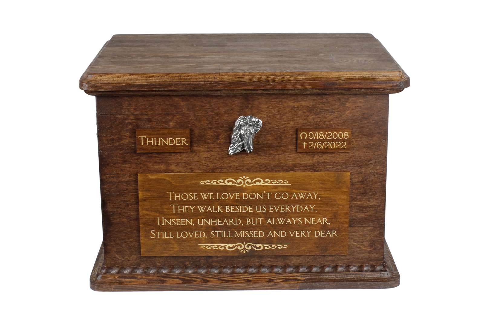 Frisian Horse Large Urn With A Portrait On Wood Art-Dog