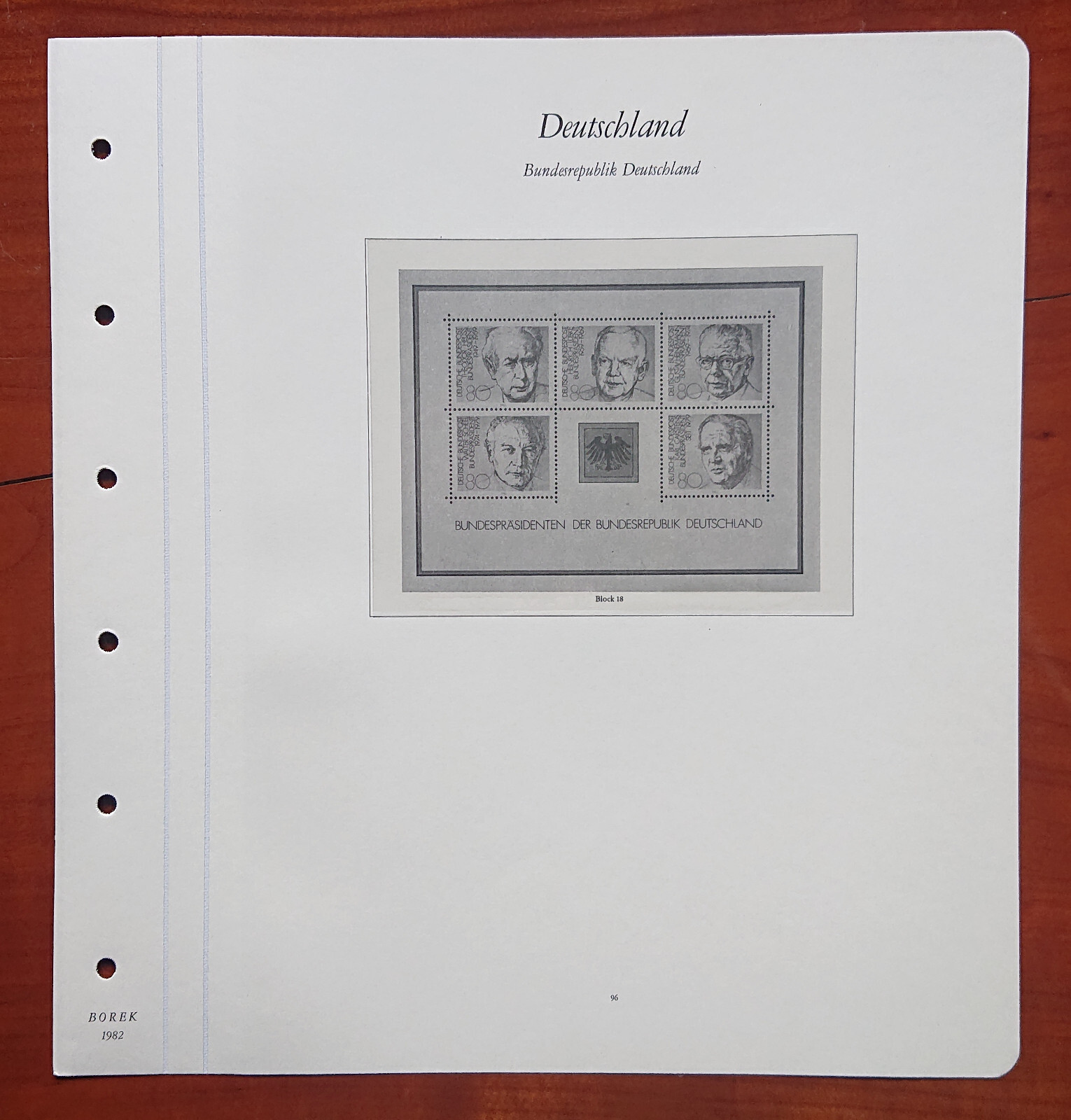 Vordruckblatt Federal Republic Germany Borek 1982 S.S.96 German Presidents,