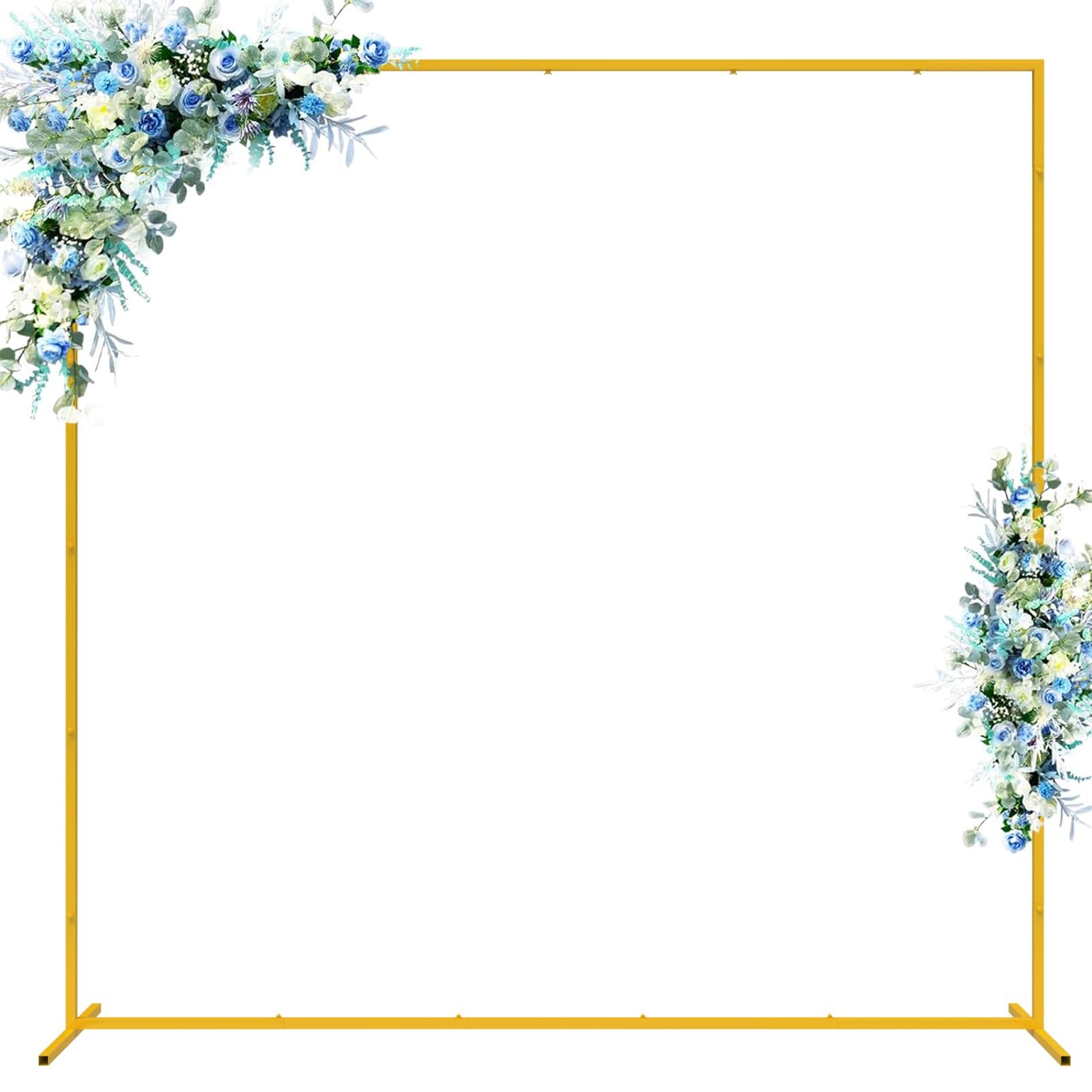 Wedding Arch Backdrop Stand Square 6.6FTx6.6FT Gold Metal Balloon Arch Stand ...