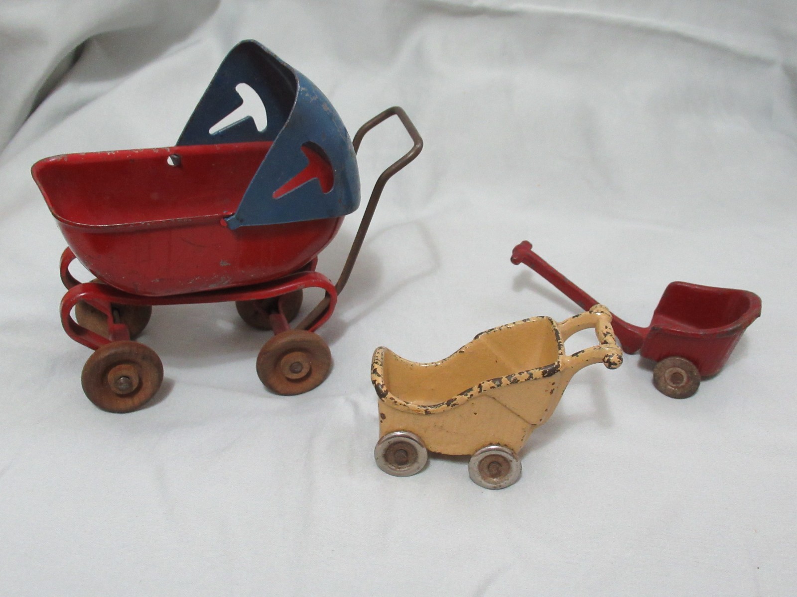 Vintage Metal Toy Baby Strollers Lot of 3