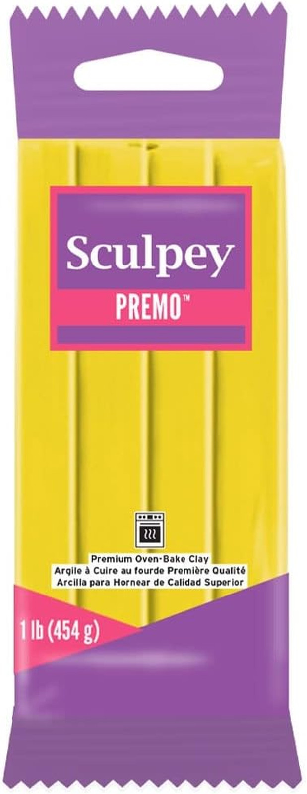 Premo Polymer Oven-Bake Clay, Cadmium Yellow Hue, Non Toxic, 1 Lb. Bar