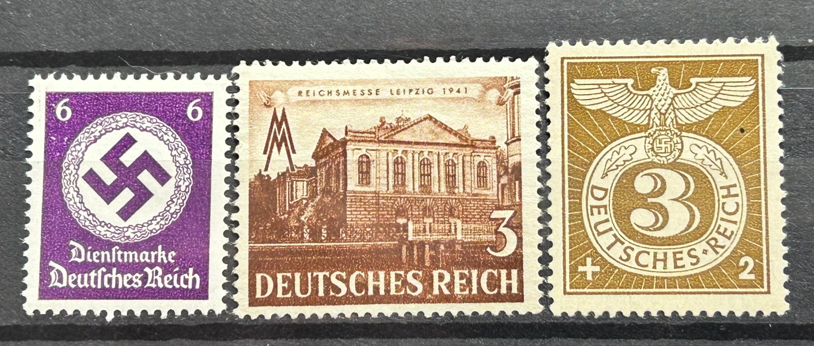 German Classic Reich WWII officials x 3 Hitler swastika etc MNH Mint ww2 /415