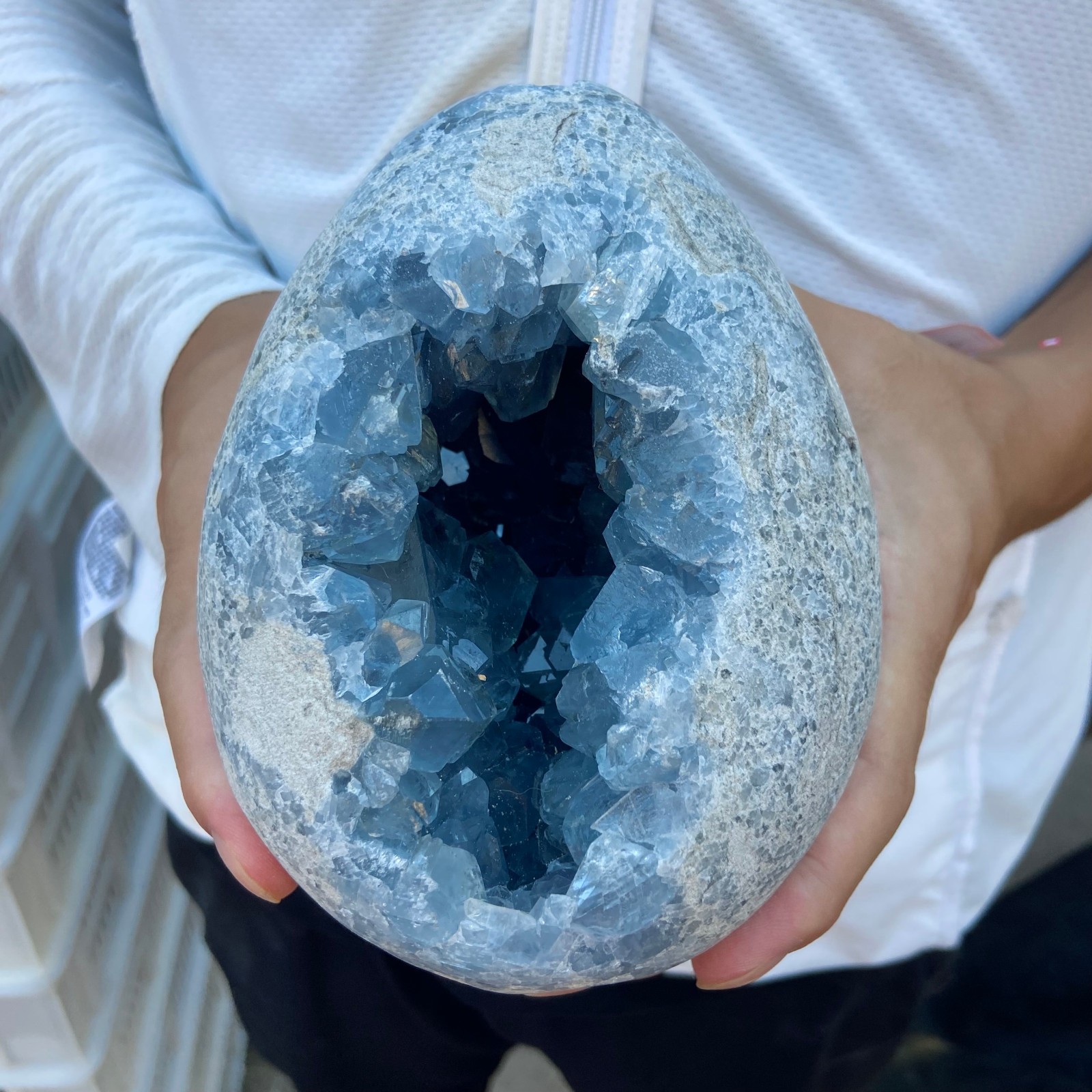 6.5lb Natural Blue Celestite Geode QuartzCrystal Mineral Specimen Healing