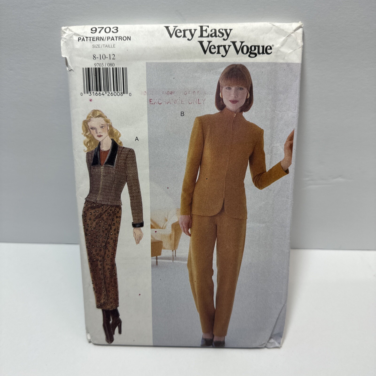 Vogue 9703 Misses Jacket Wrap Skirt Pants Pattern 8-12 *Uncut*