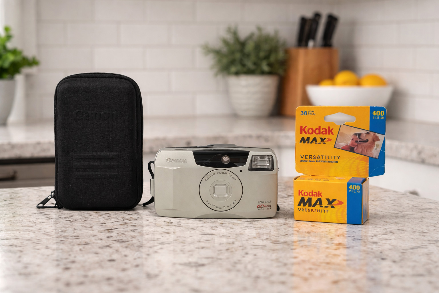 Canon-Sure Shot 60 Zoom Point & Shoot- 35mm Camera -Silver- Tested w/Case &Film