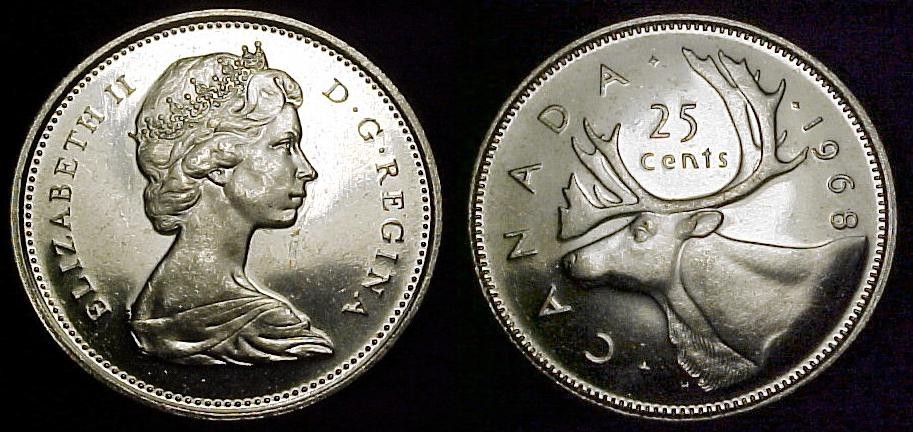 CANADA 1968 Twenty-five Cents AU+