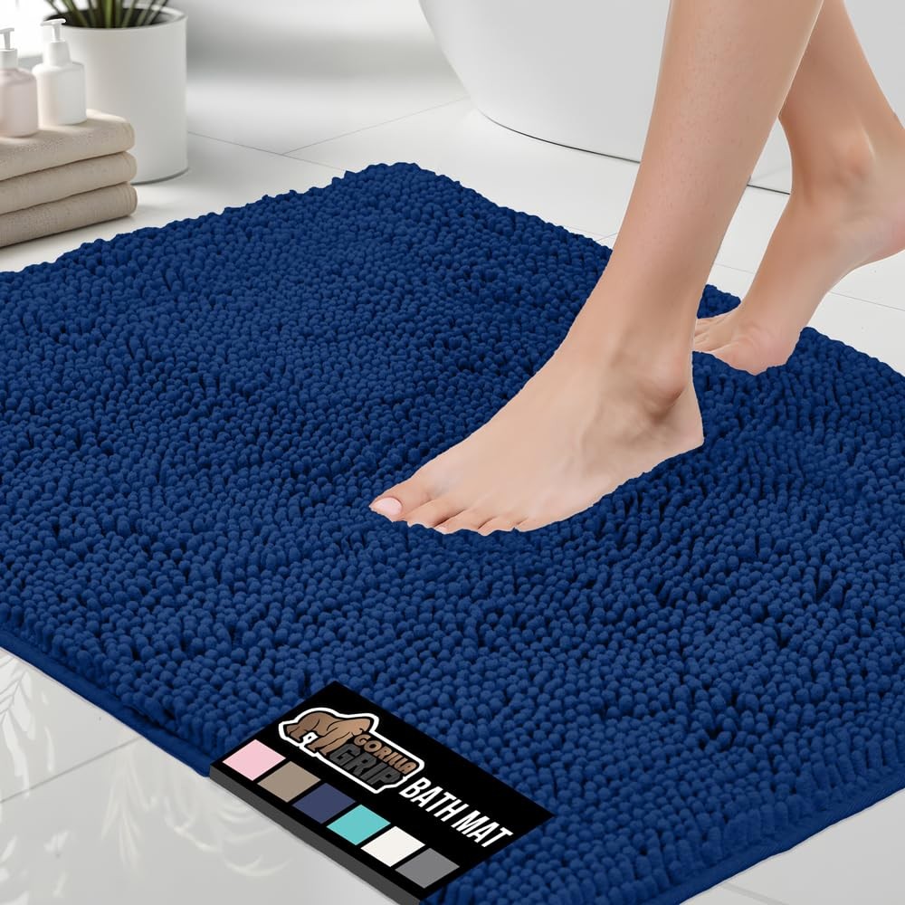 Bath Rug Mat 24 x 17 Thick Soft Absorbent Chenille Rubber Backing Gorilla Grip