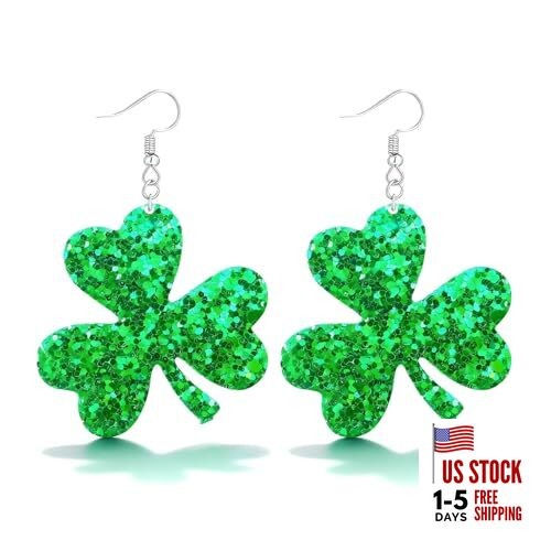 Shamrock Earrings Irish Dangle St Patricks Day M St Patricks Day Earrings