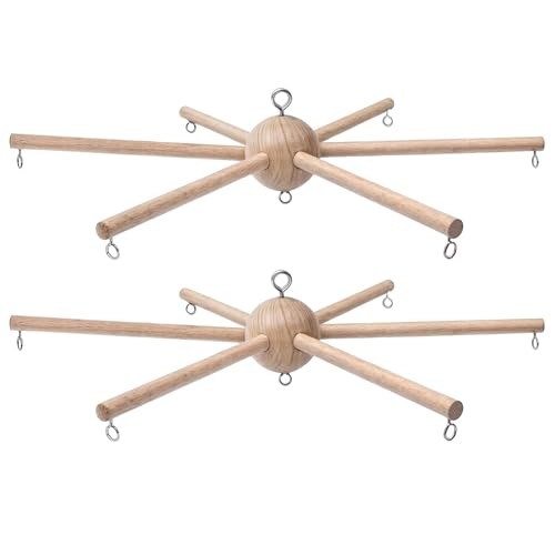 2Pcs DIY Baby Mobile Kit, Hanging Frame Hanger for Crib, Decorative Natural 