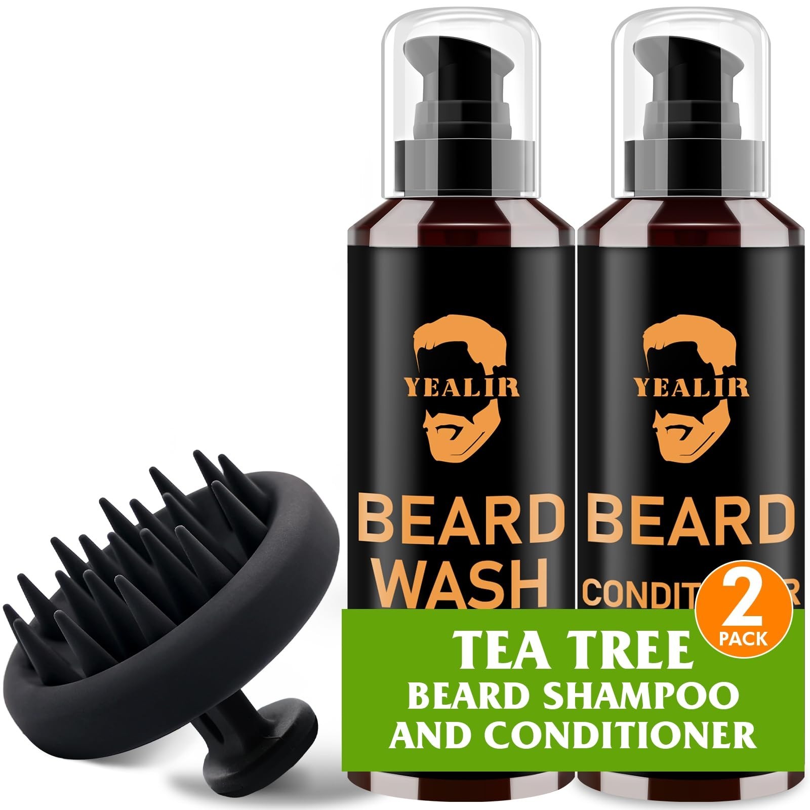 Beard Wash, Beard Conditioner w/Tea Tree Oils, Reduces Beard Dandruff & Relie...