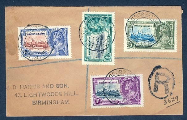 CAYMAN ISLANDS 1935 SILVER JUBILEES REGISTERED TO UK