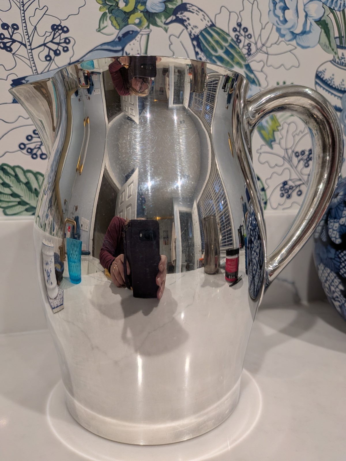 Reed & Barton Silver Plated Water Pitcher 5660 9 1/2 HP 1950's Paul Revere Style