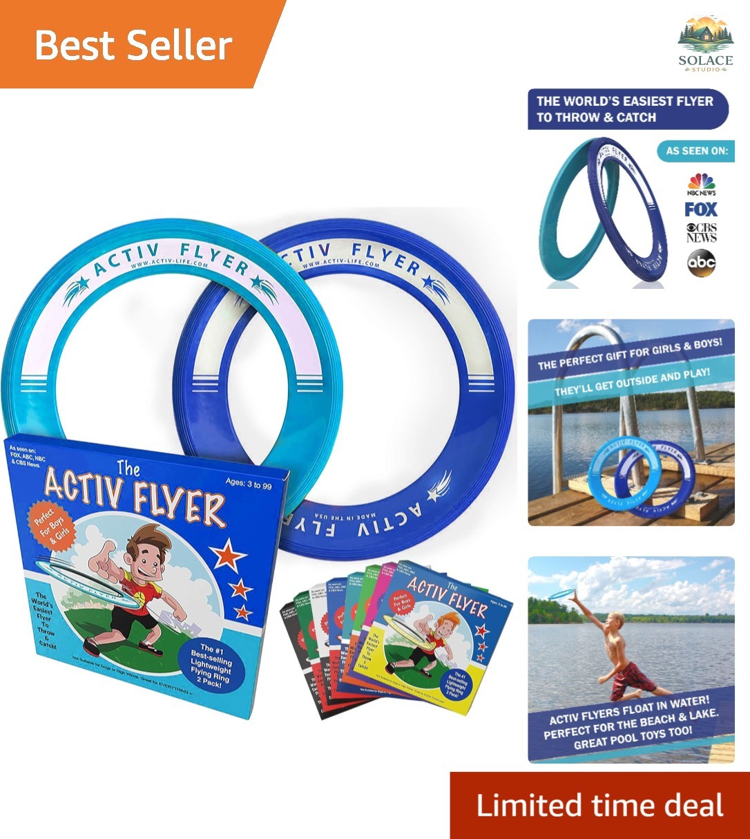 Safe and Lightweight Cyan/Blue Flying Rings - Perfect for Healthy Outdoor Fun