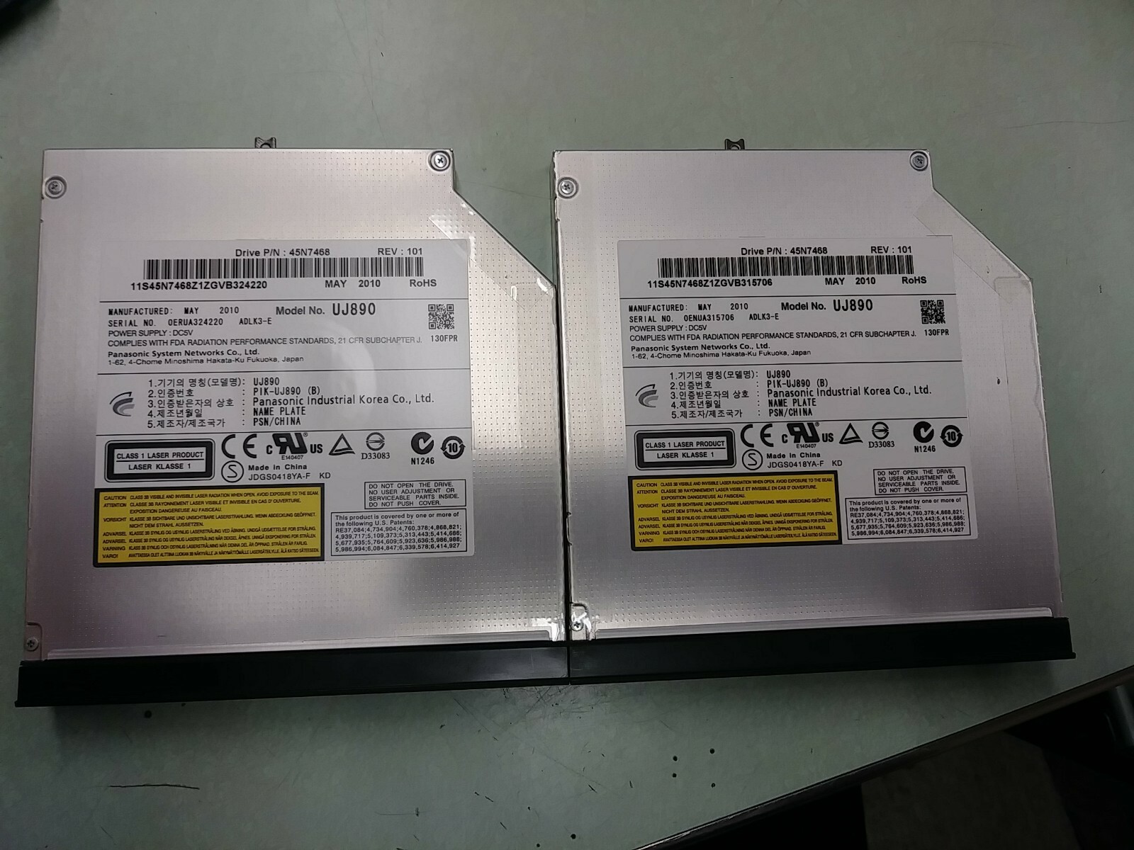 (2) PANASONIC UJ890 DVD-RW Burner Drive ADLK3-E 45N7468
