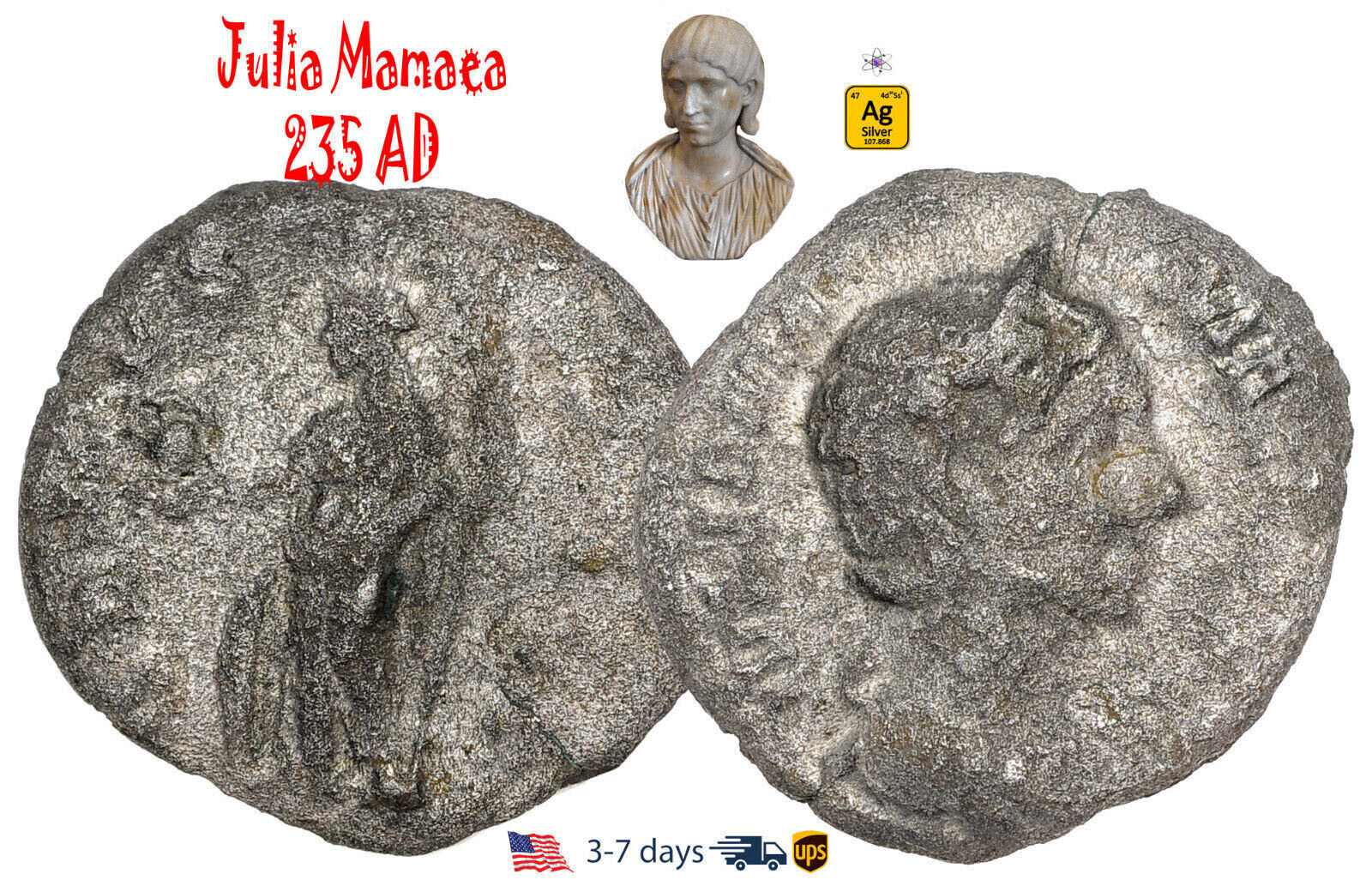 Ancient Roman Empire Coin Silver Denarius Julia Maesa 160 224 AD Authentic#30397