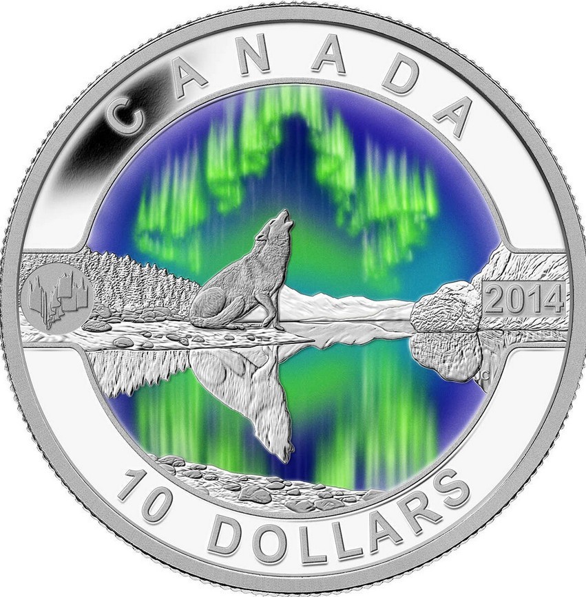 2014 $10 O Canada: Northern Lights - .999 Pure Silver Coin