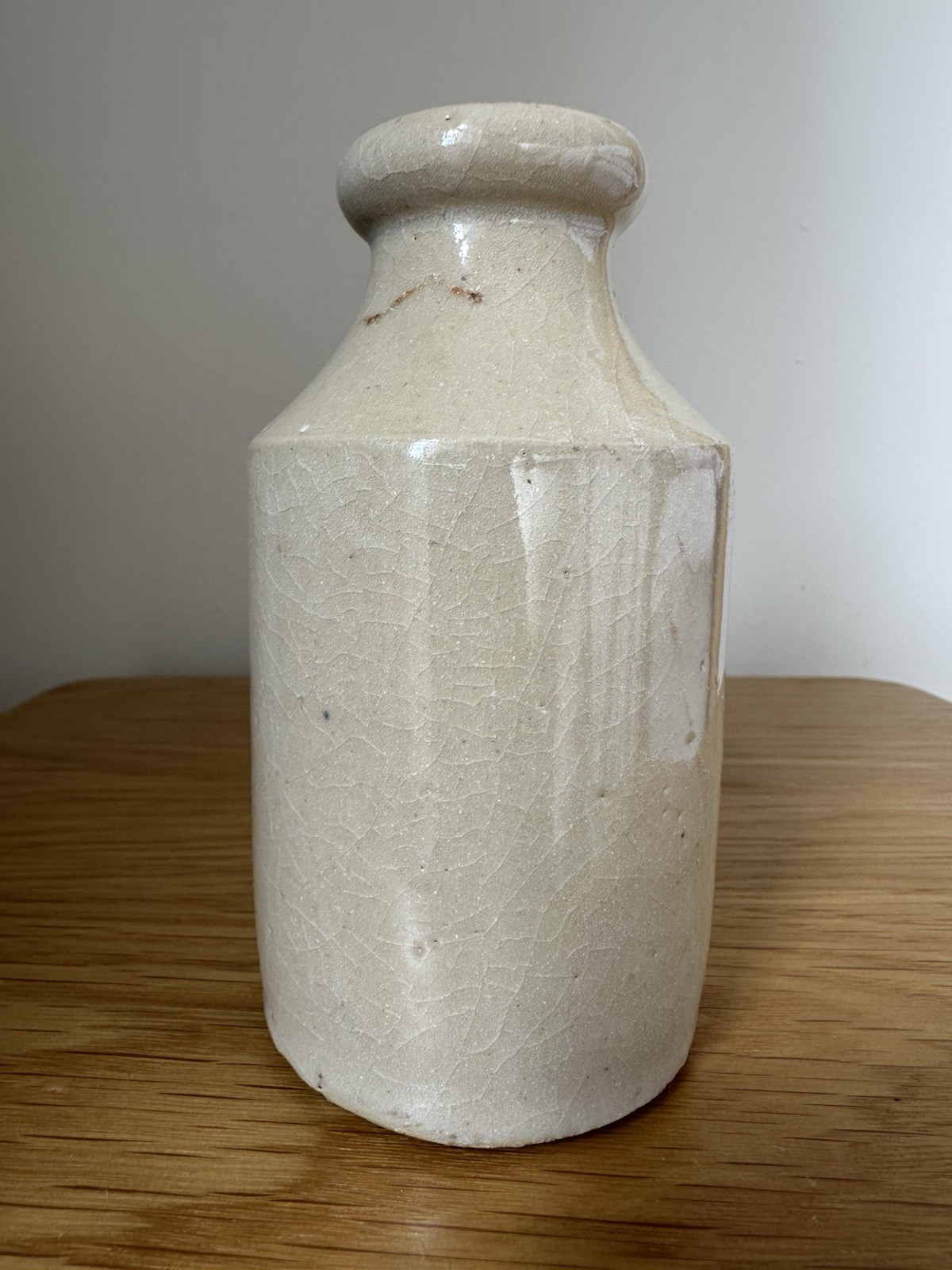 Antique Victorian Stoneware Pottery Ink Bottle Jar Cream Glazed