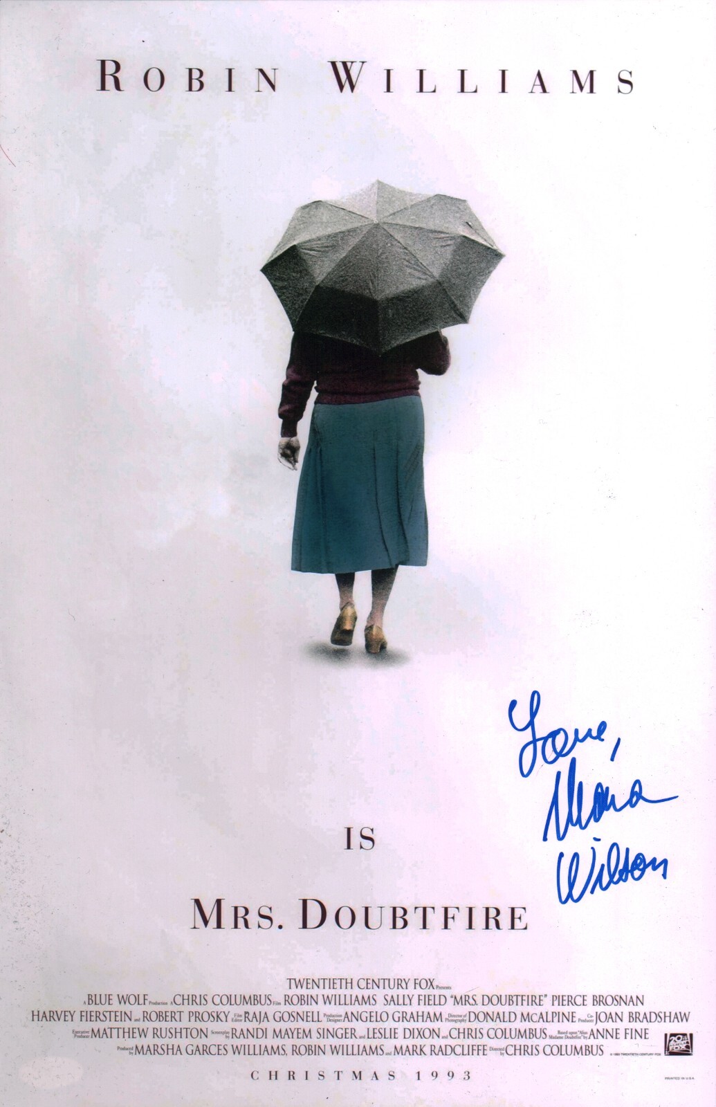 Mara Wilson Mrs. Doubtfire 11x17 Signed Photo Poster JSA Certified Autograph