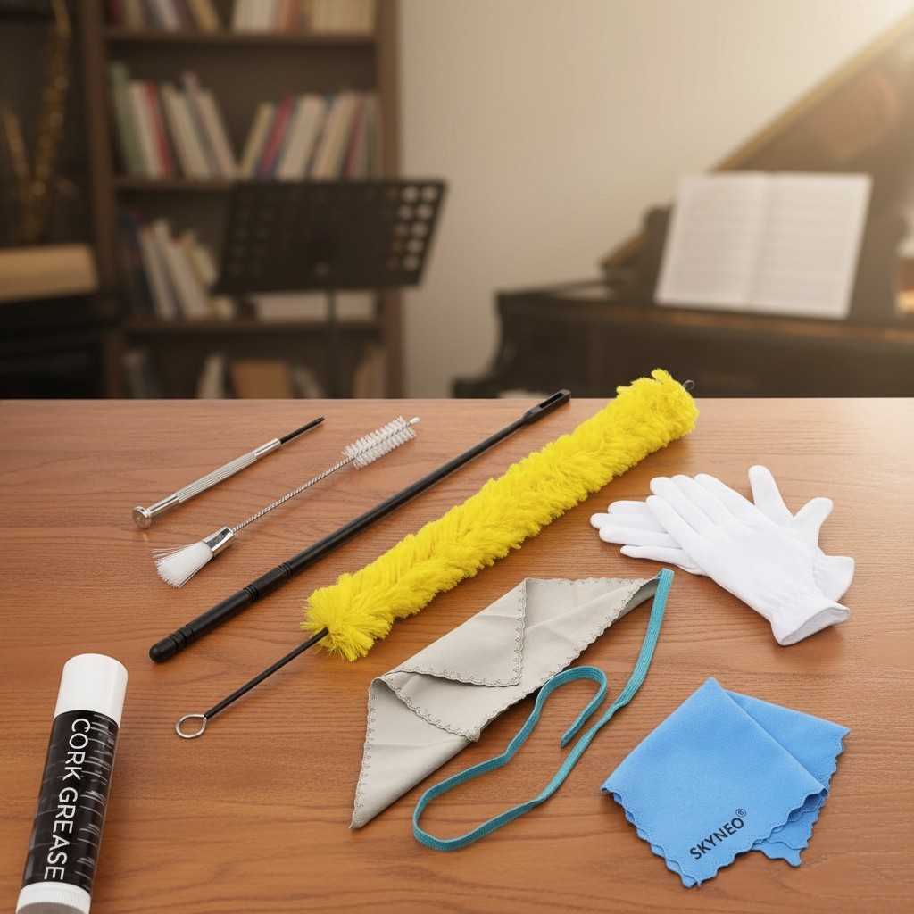 Lightweight Flute Cleaning Kit: Brushes, Cloths & More for Easy Instrument Care