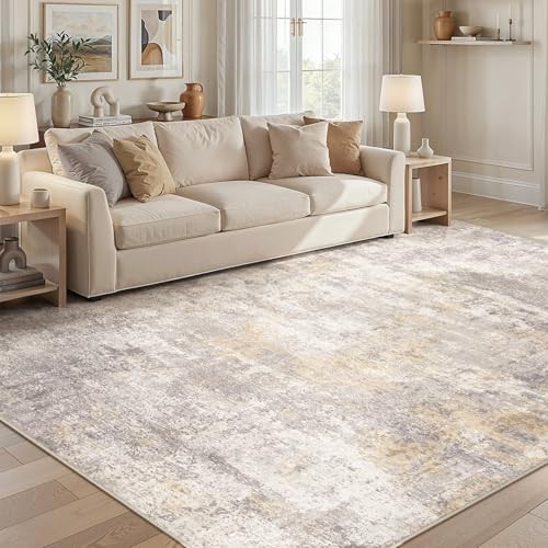 8x10 Area Rug for Living Room Large Modern Neutral Abstract Rugs Washable 