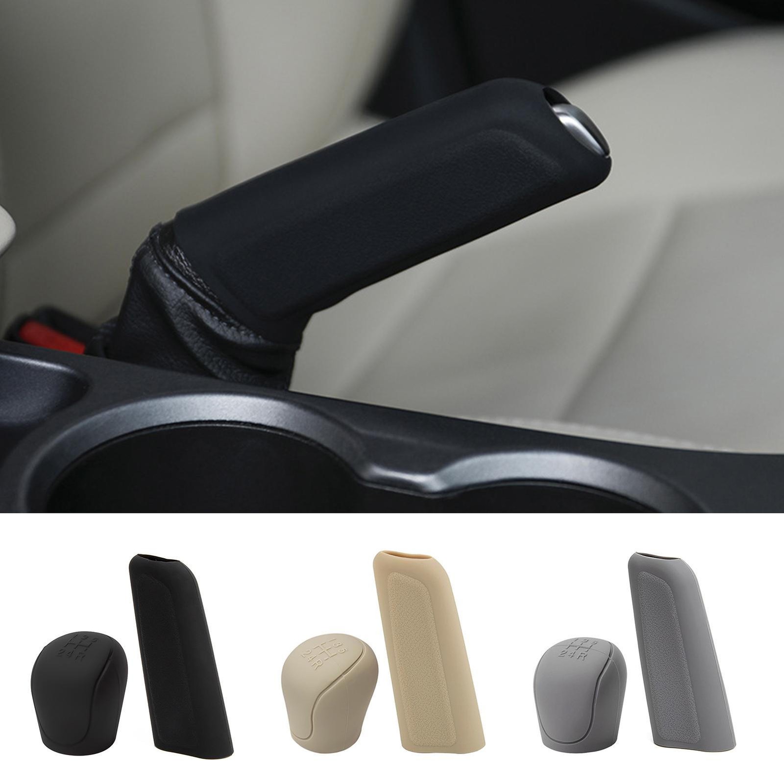 Universal silicone shift knob cover Car handbrake gear set