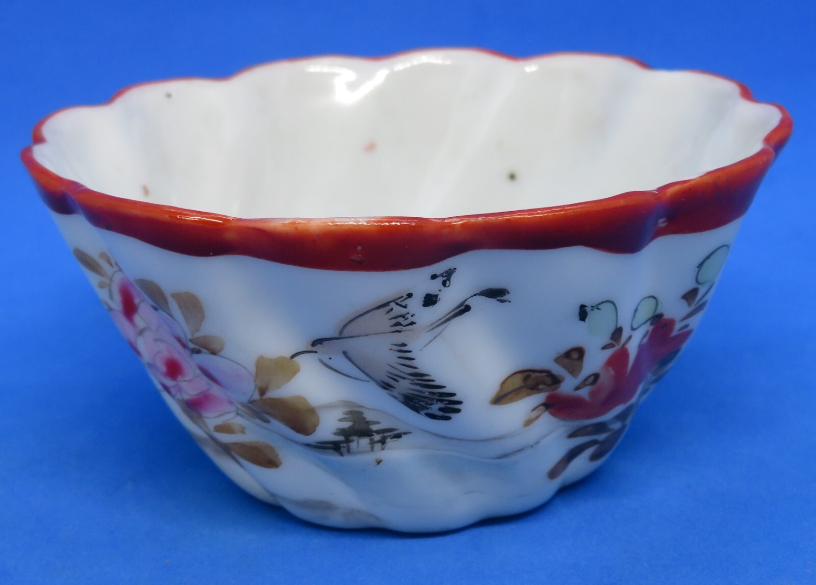 Japanese Kutani vintage Art Deco oriental antique fluted bowl