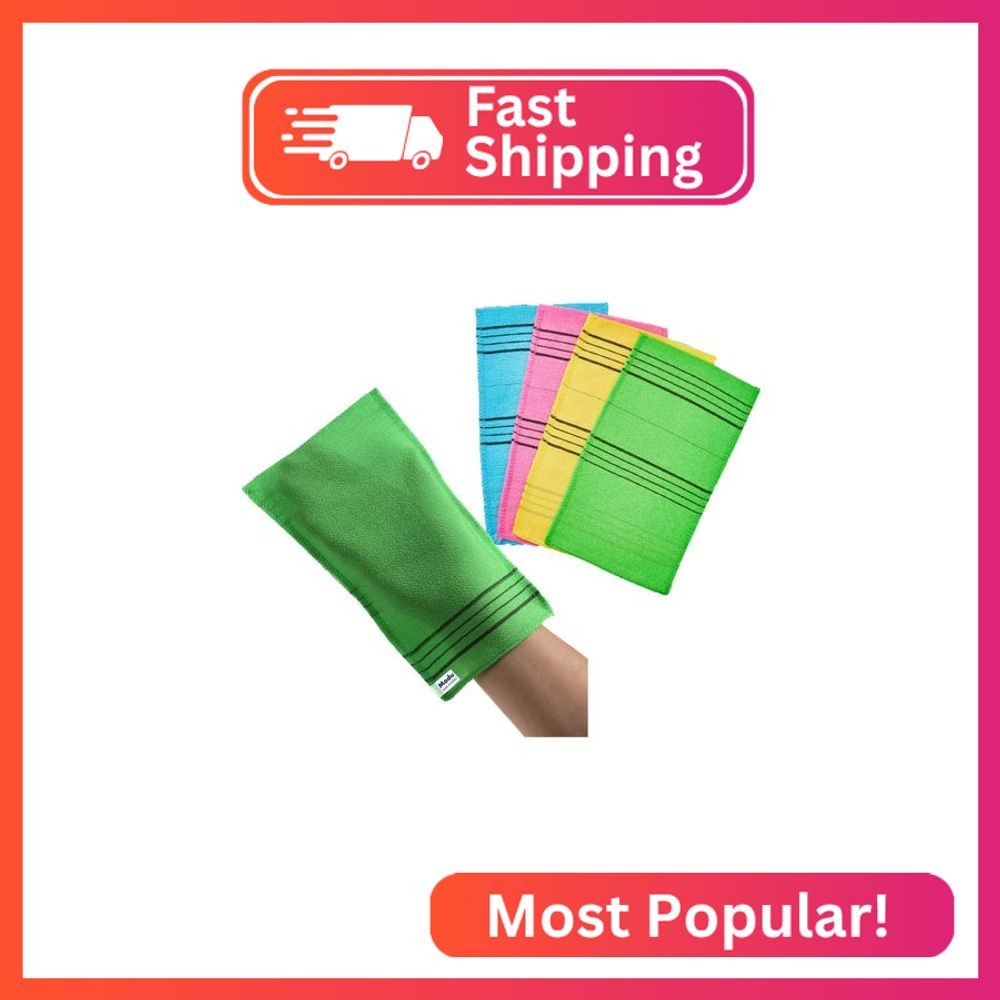 Modu Korean Exfoliating Mitts Large 4PCS (Green, Yellow, Sky Blue, Pink) – Exfol