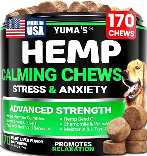 YUMA'S Hemp Calming Chews for Dogs - Anxiety Relief, Stress & Hip Support