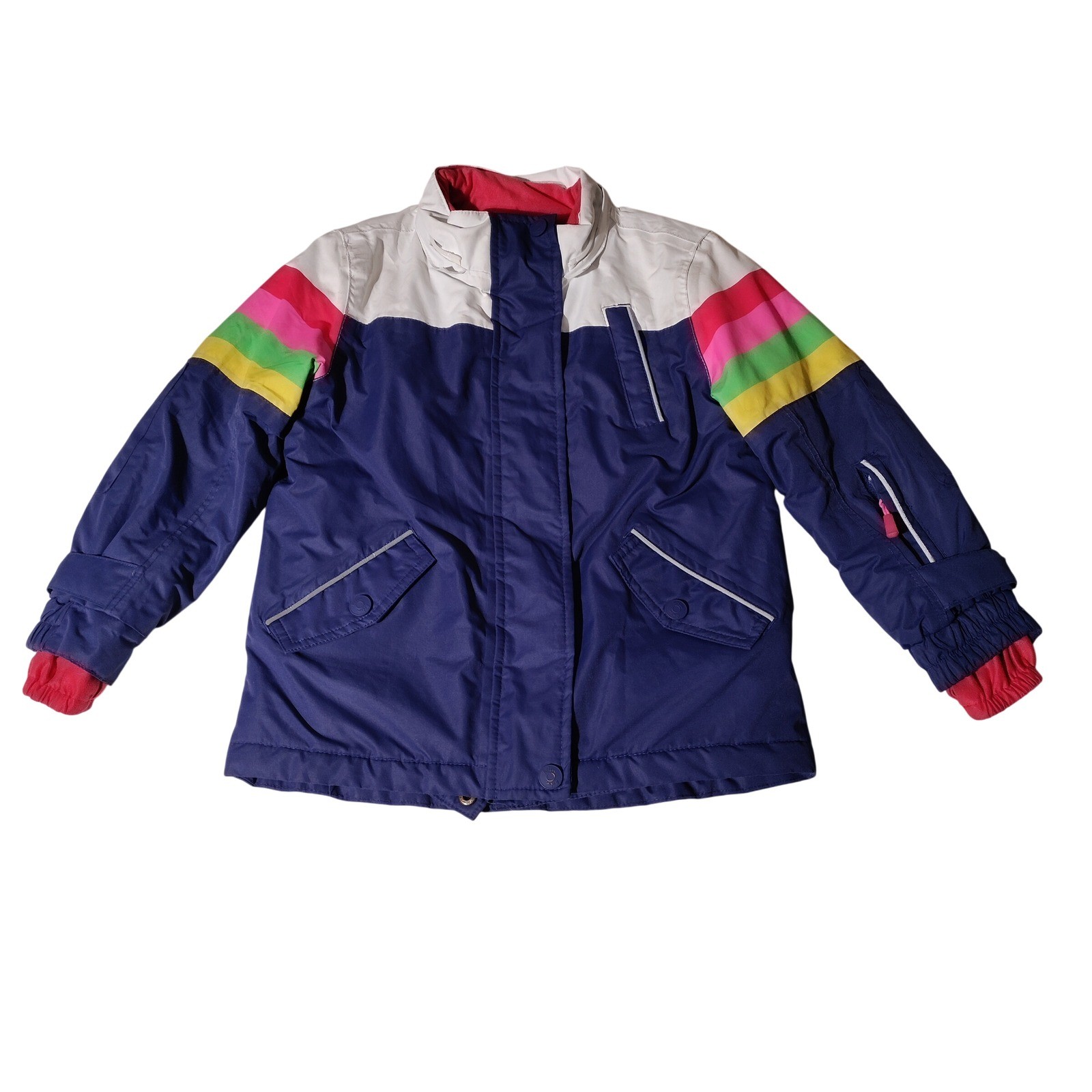Boden Kids Ski Jacket Rainbow Stripes White Size 6 / 7 Years 122cm  - Imperfect